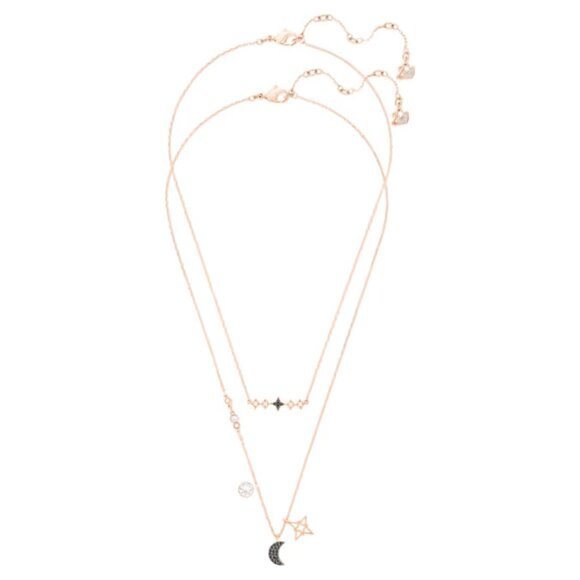 Swarovski Symbolica necklace Set (2), Moon and star, Black, Rose gold-tone - Picture 1 of 4